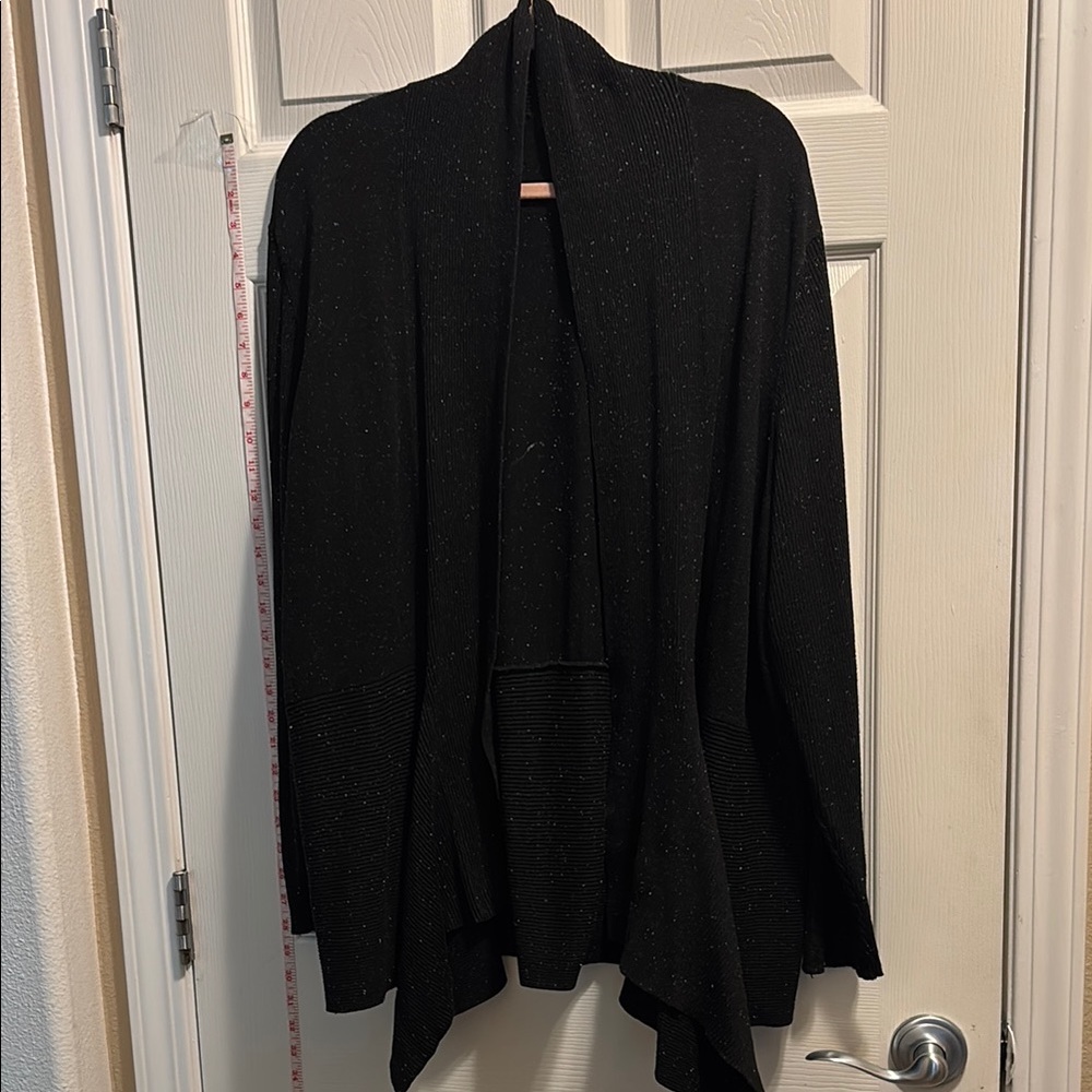 Verve Ami Black with white speckles Shrug with Shawl Collar